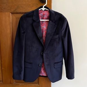 Boys Isaac Mizrahi navy velvet sport coat dress jacket size 8